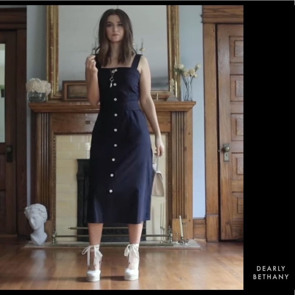 Everlane Navy Cotton Weave Tank Dress